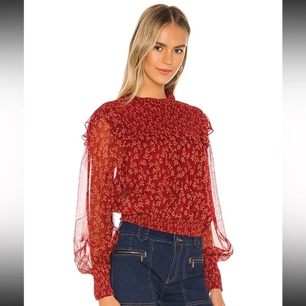 Free People Roma Ruched Top in Red